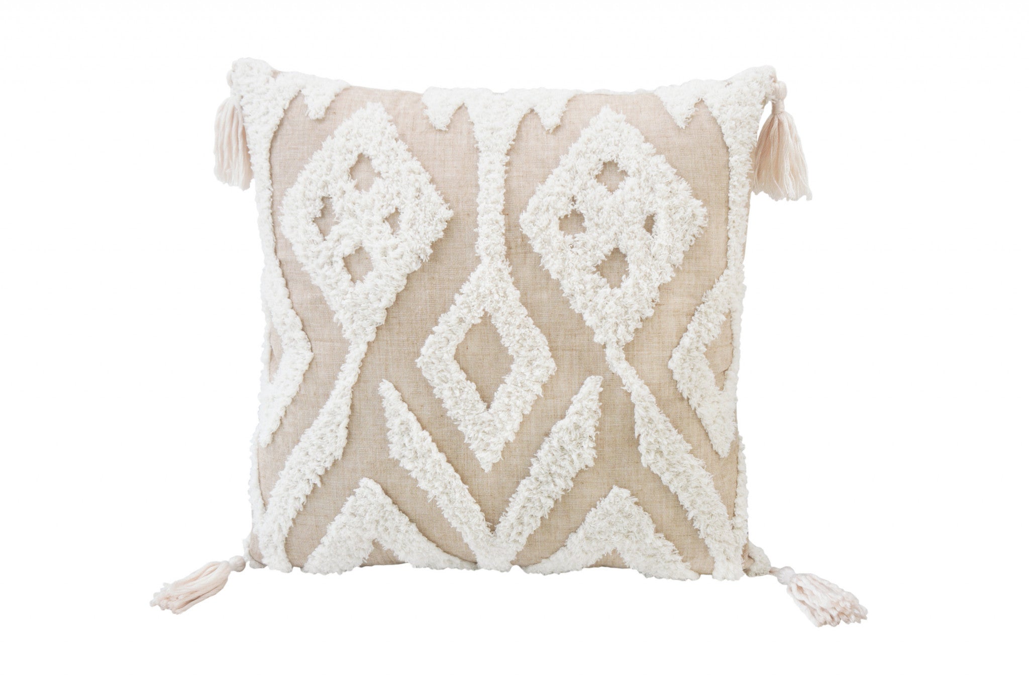 17" X 17" Bohemian Ikat Zippered Throw Pillow With Tassels