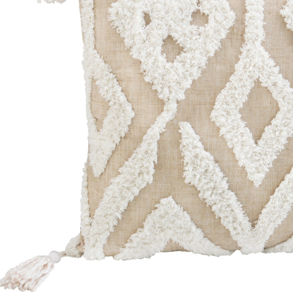 17" X 17" Bohemian Ikat Zippered Throw Pillow With Tassels