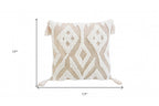 17" X 17" Bohemian Ikat Zippered Throw Pillow With Tassels