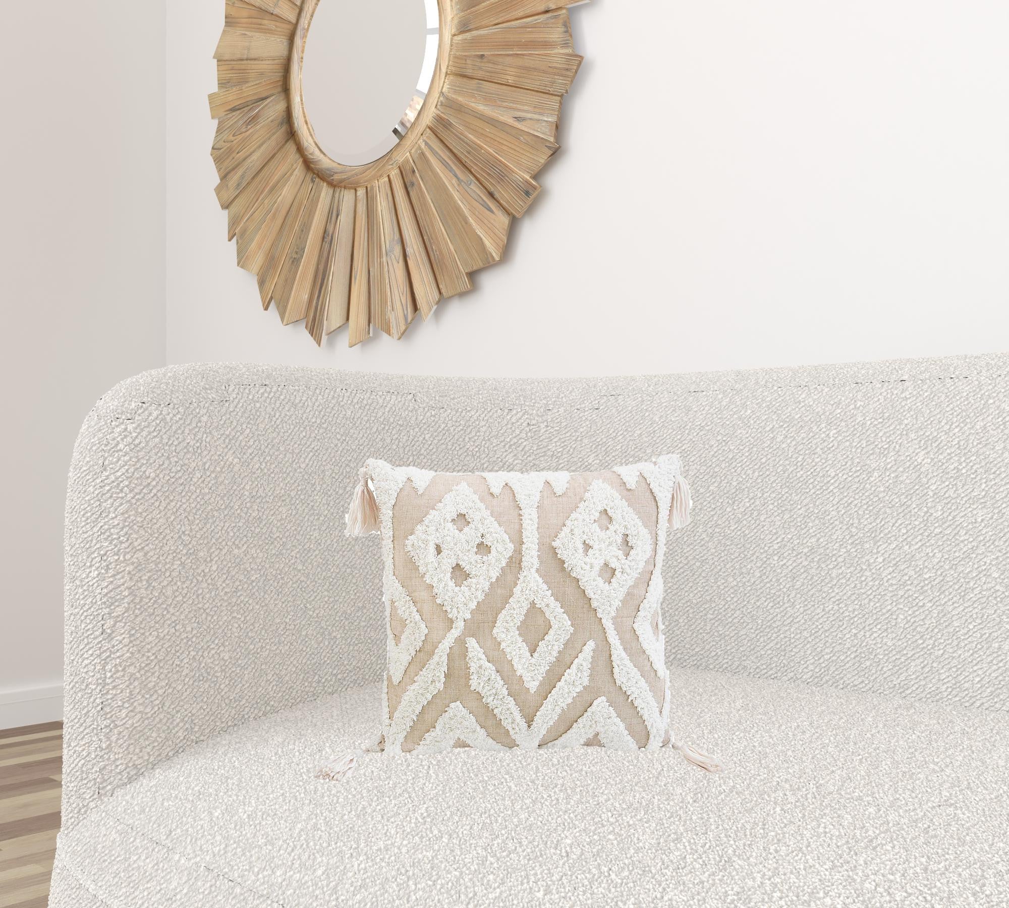 17" X 17" Bohemian Ikat Zippered Throw Pillow With Tassels