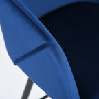 Blue & Black Velvet and Steel Low-Back Bar Height Chairs | Set of Two