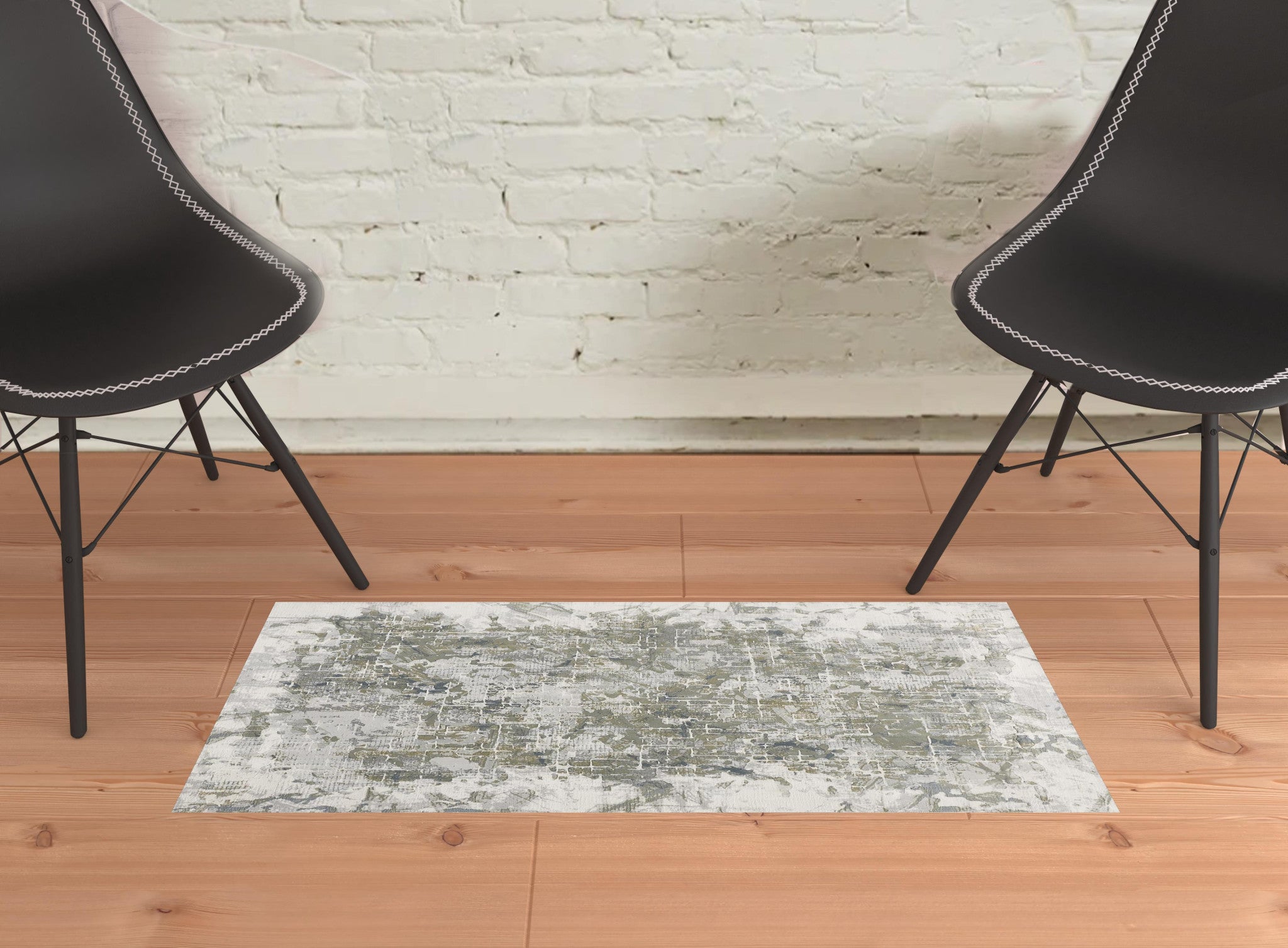2' X 3' Abstract Distressed Stain Resistant Area Rug