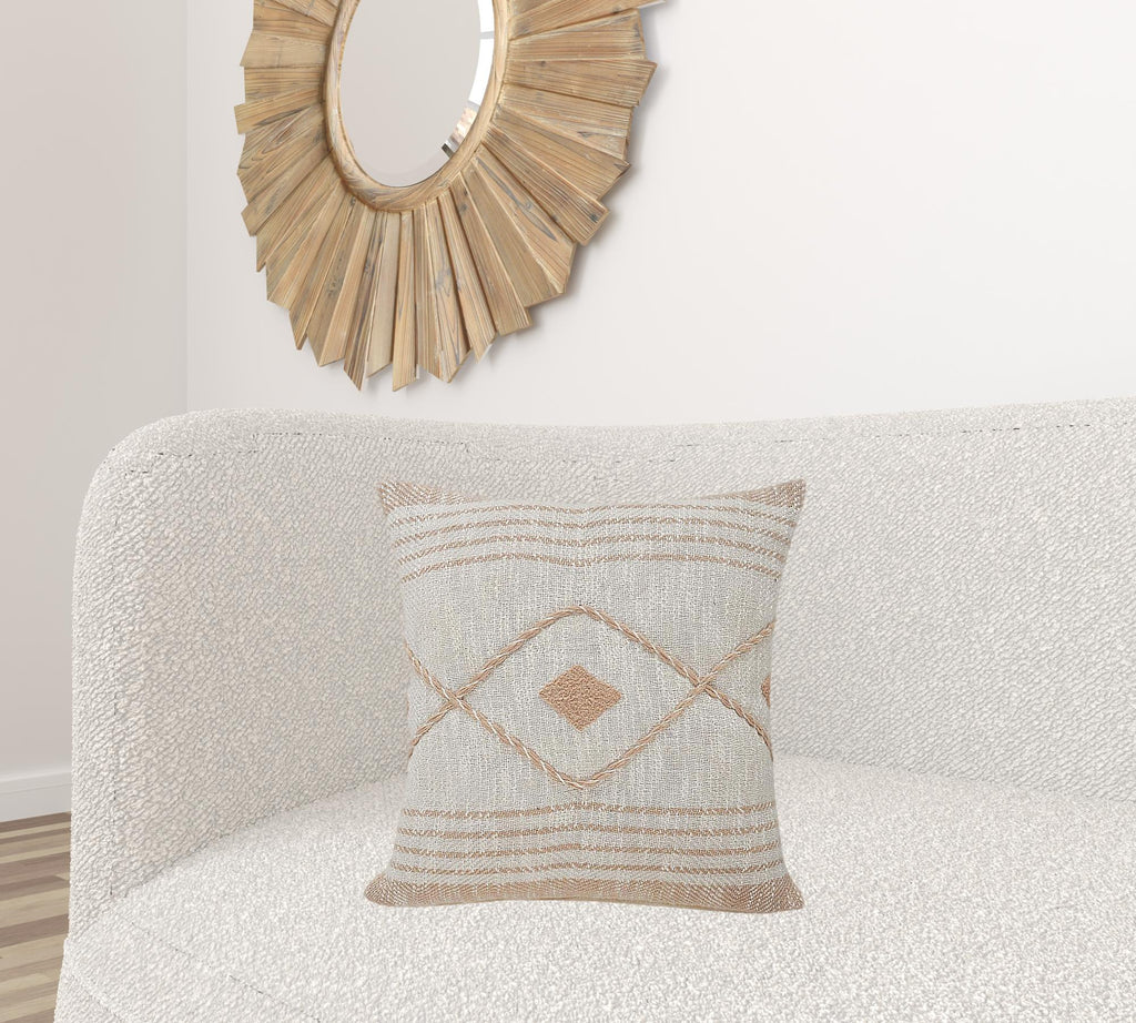 20" X 20" Bohemian 100% Cotton Coastal Zippered Pillow