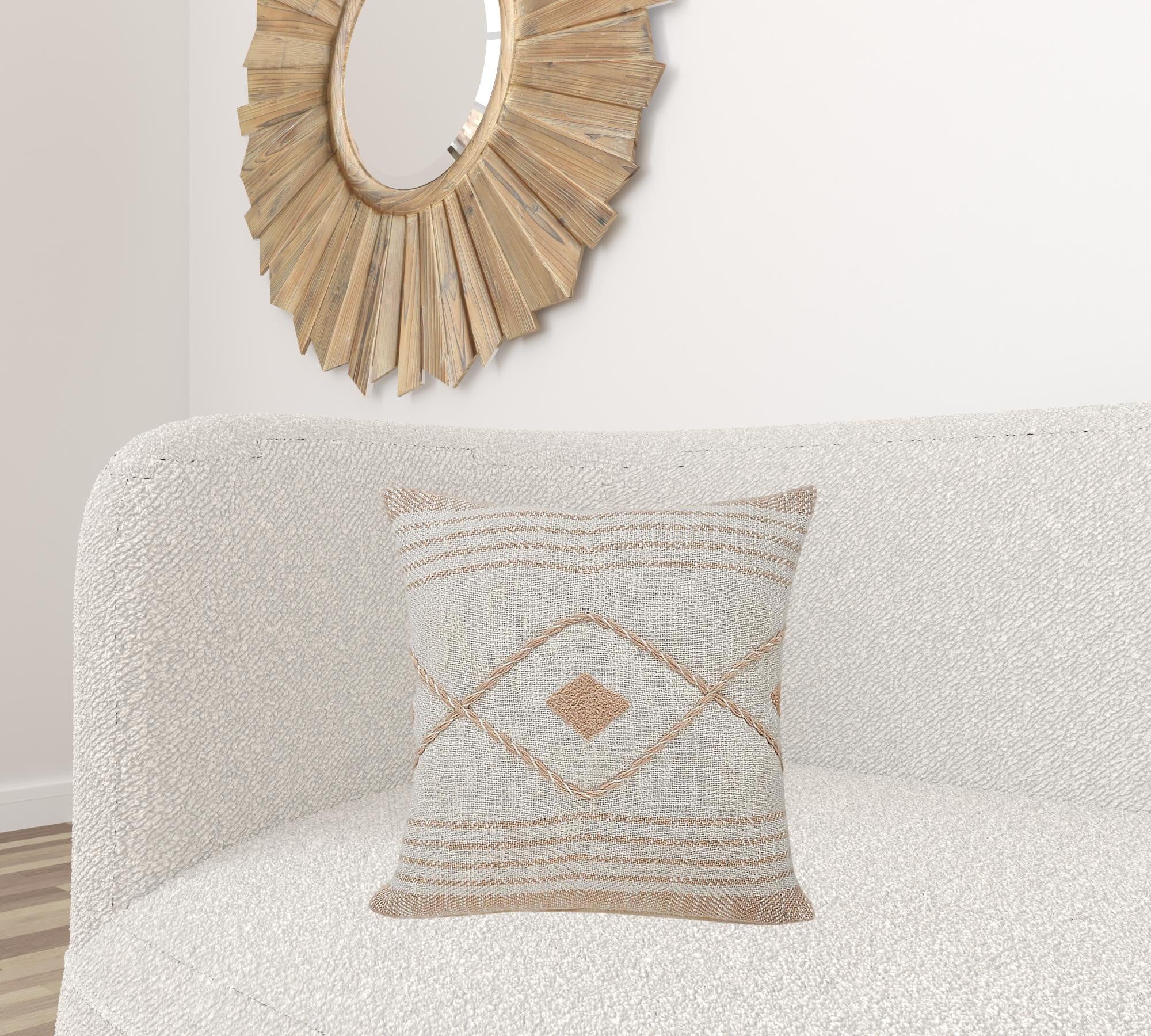 20" X 20" Bohemian 100% Cotton Coastal Zippered Pillow