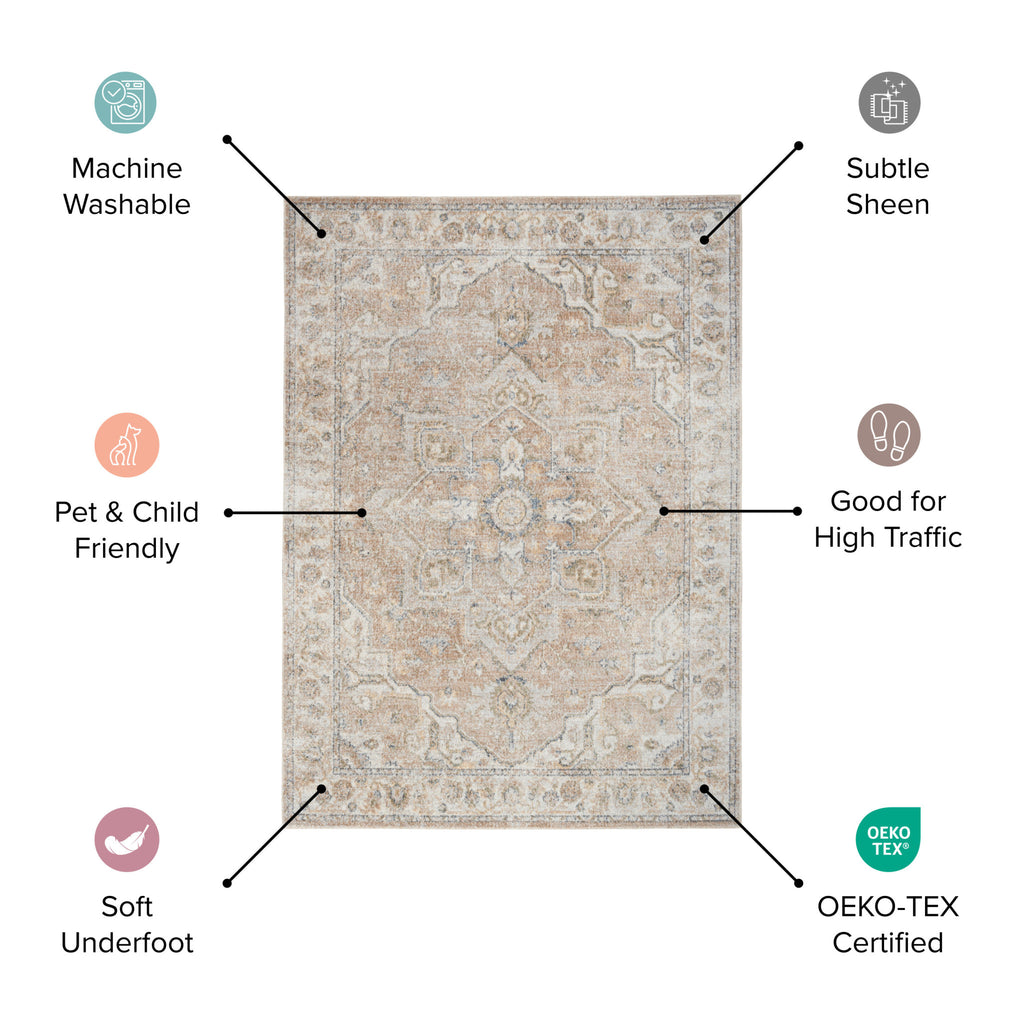 10' Oriental Power Loom Washable Runner Rug
