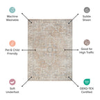 10' Oriental Power Loom Washable Runner Rug