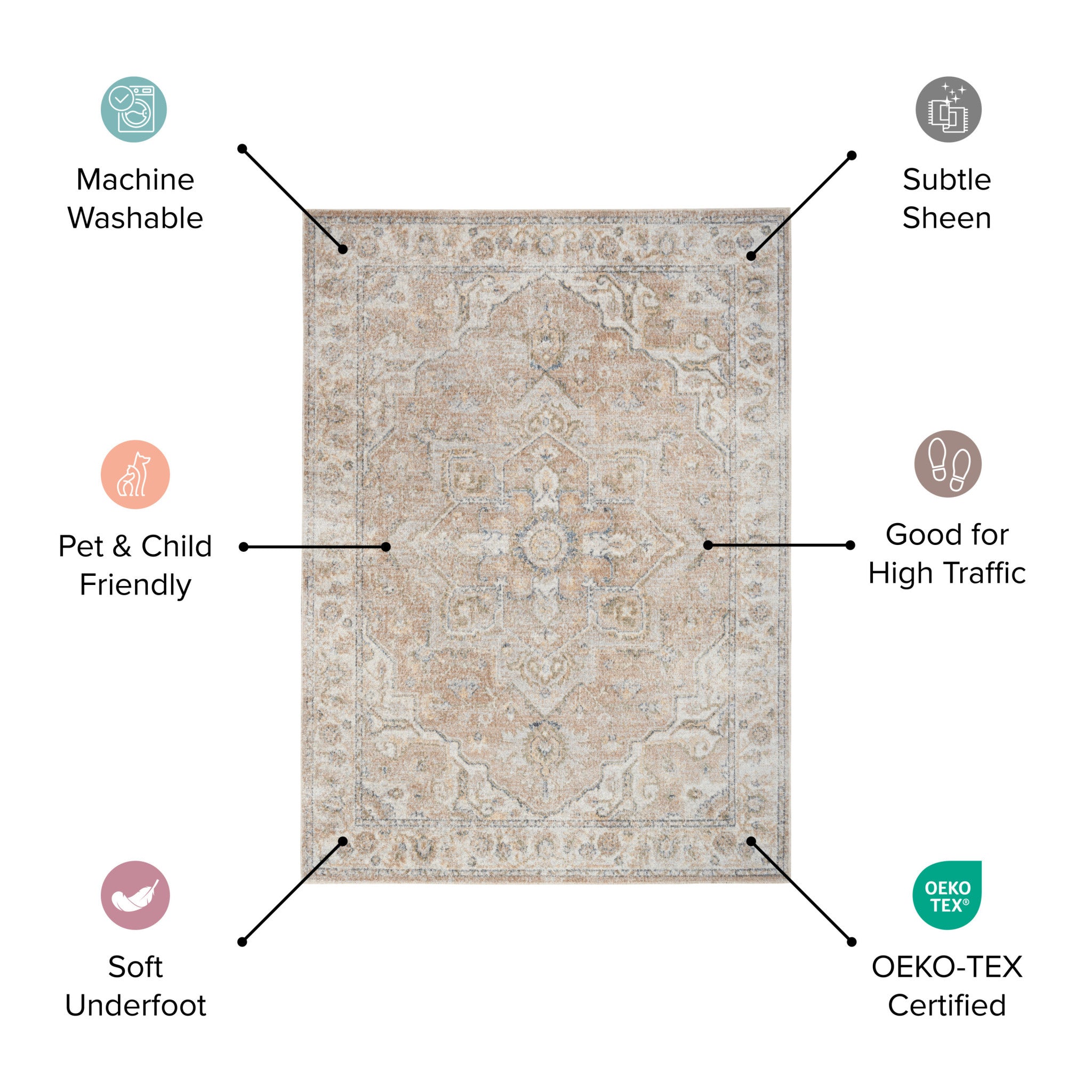 10' Oriental Power Loom Washable Runner Rug