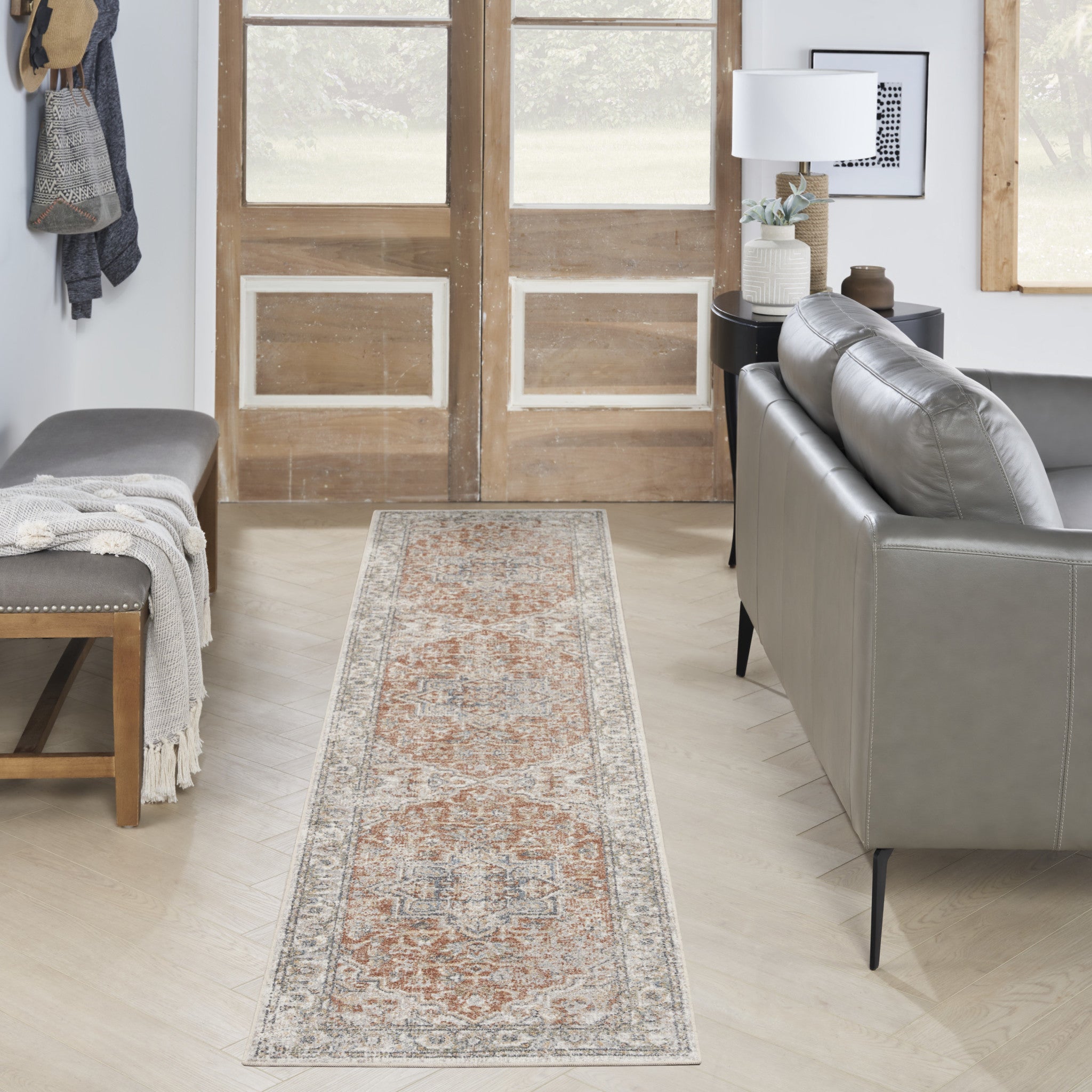 10' Oriental Power Loom Washable Runner Rug