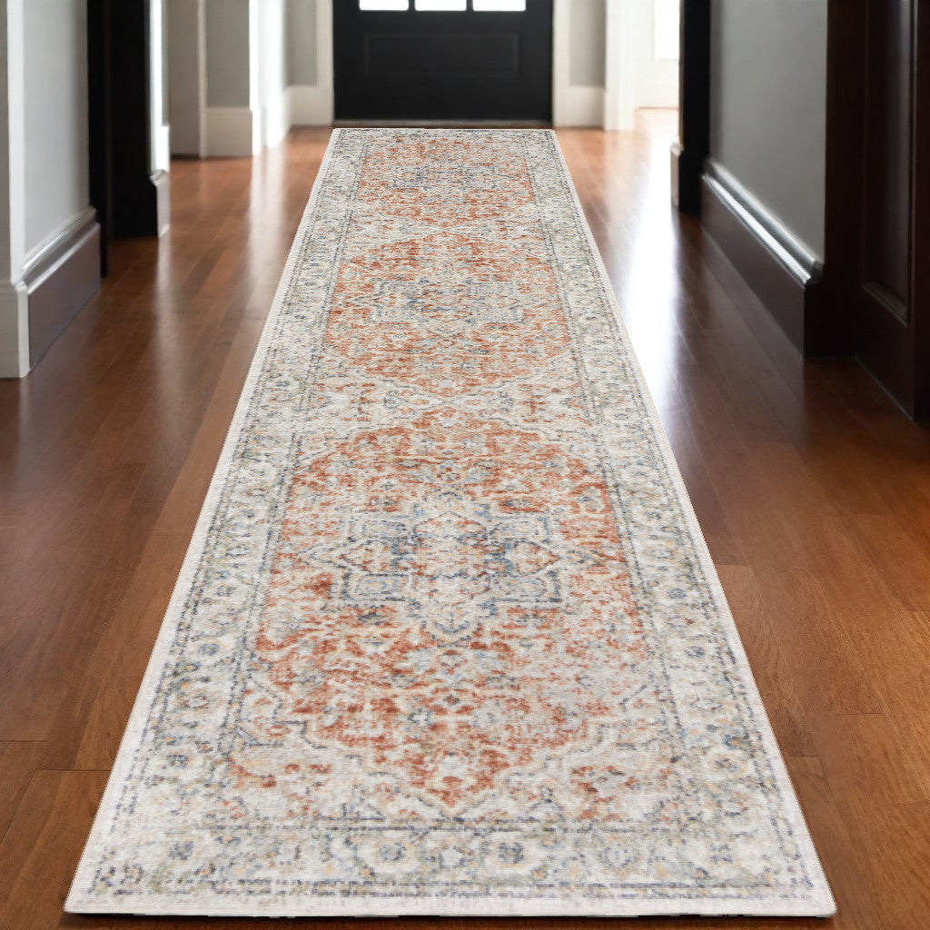10' Oriental Power Loom Washable Runner Rug