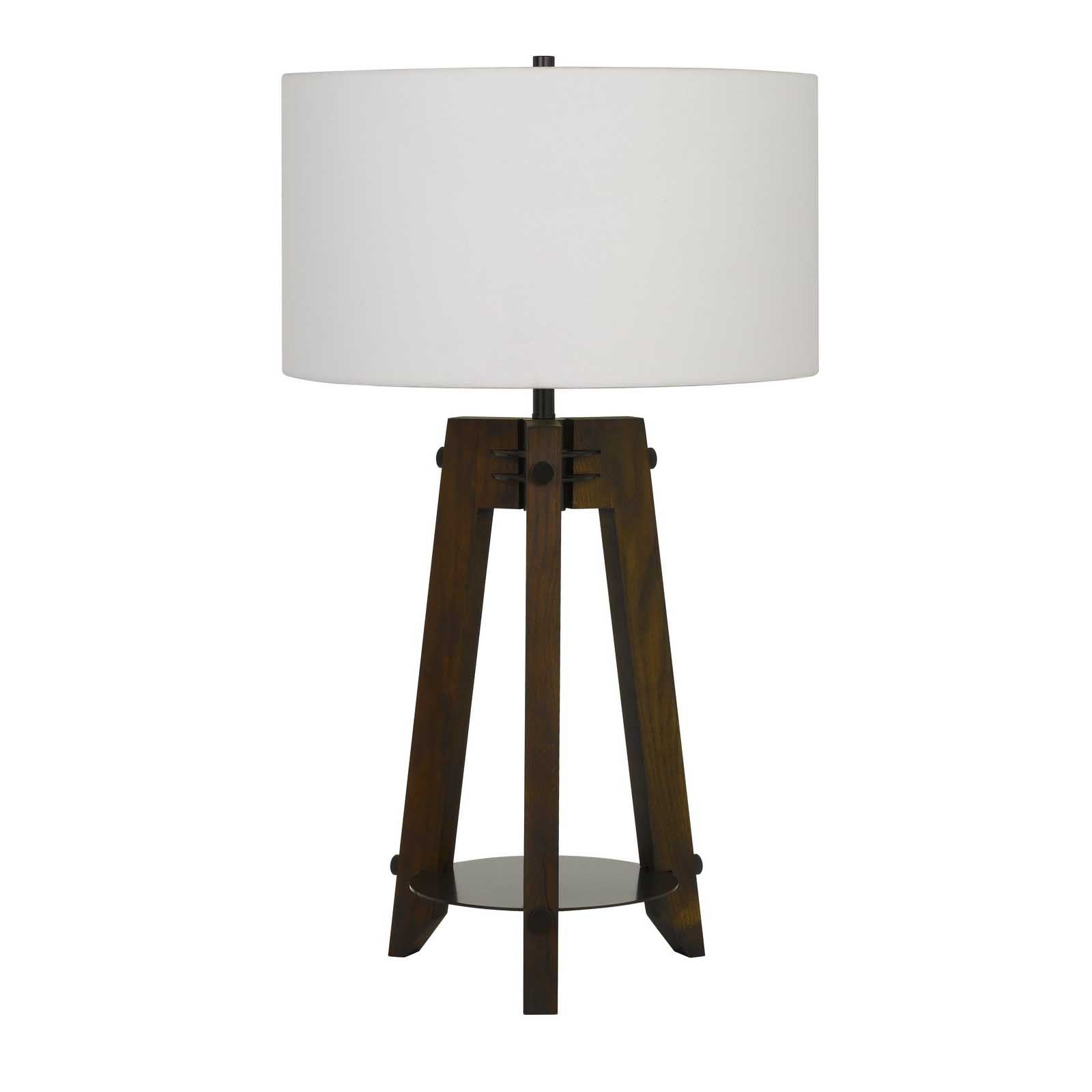 32″ Brown Tripod Table Lamp with Off-White Shade