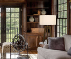 32″ Brown Tripod Table Lamp with Off-White Shade