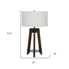32″ Brown Tripod Table Lamp with Off-White Shade