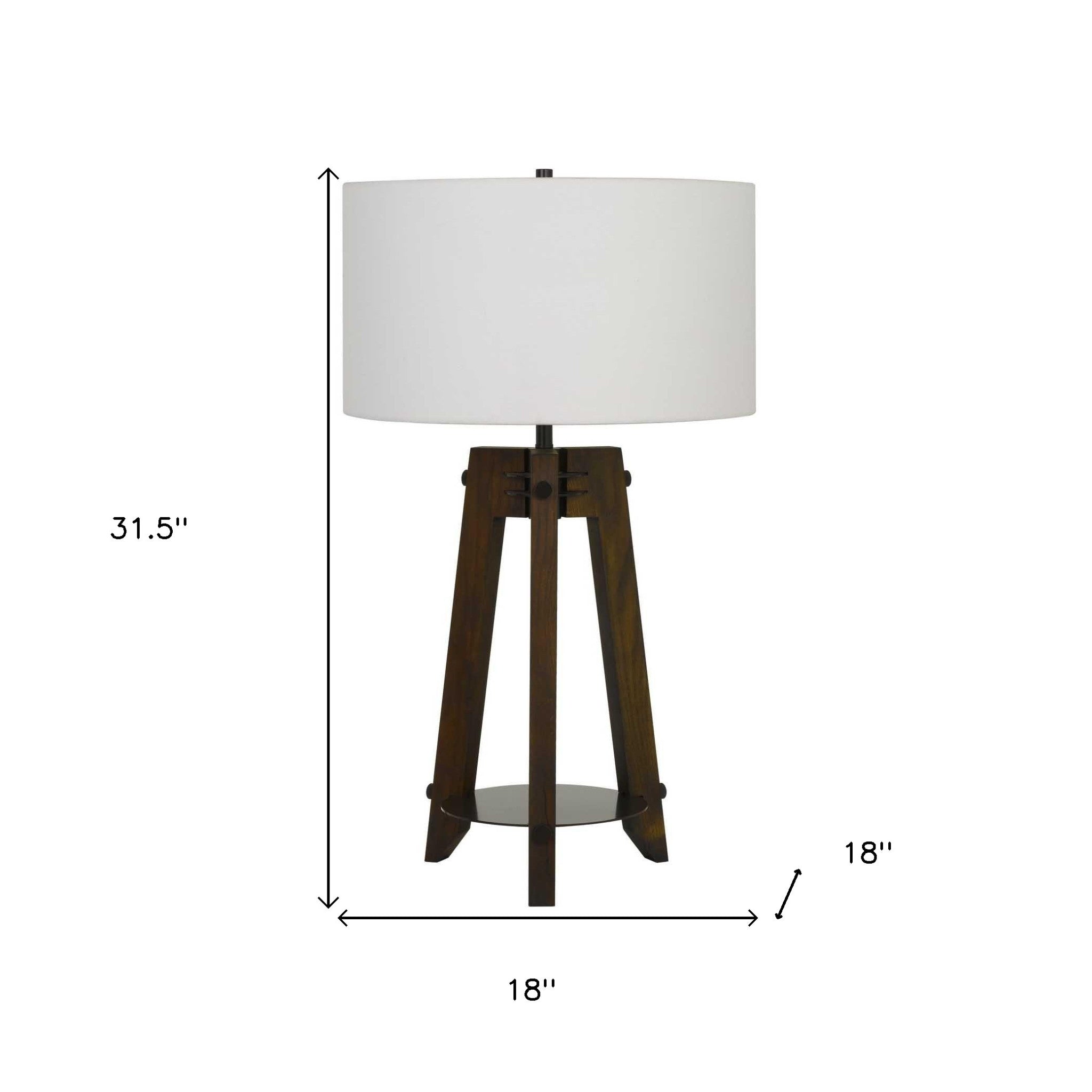 32″ Brown Tripod Table Lamp with Off-White Shade