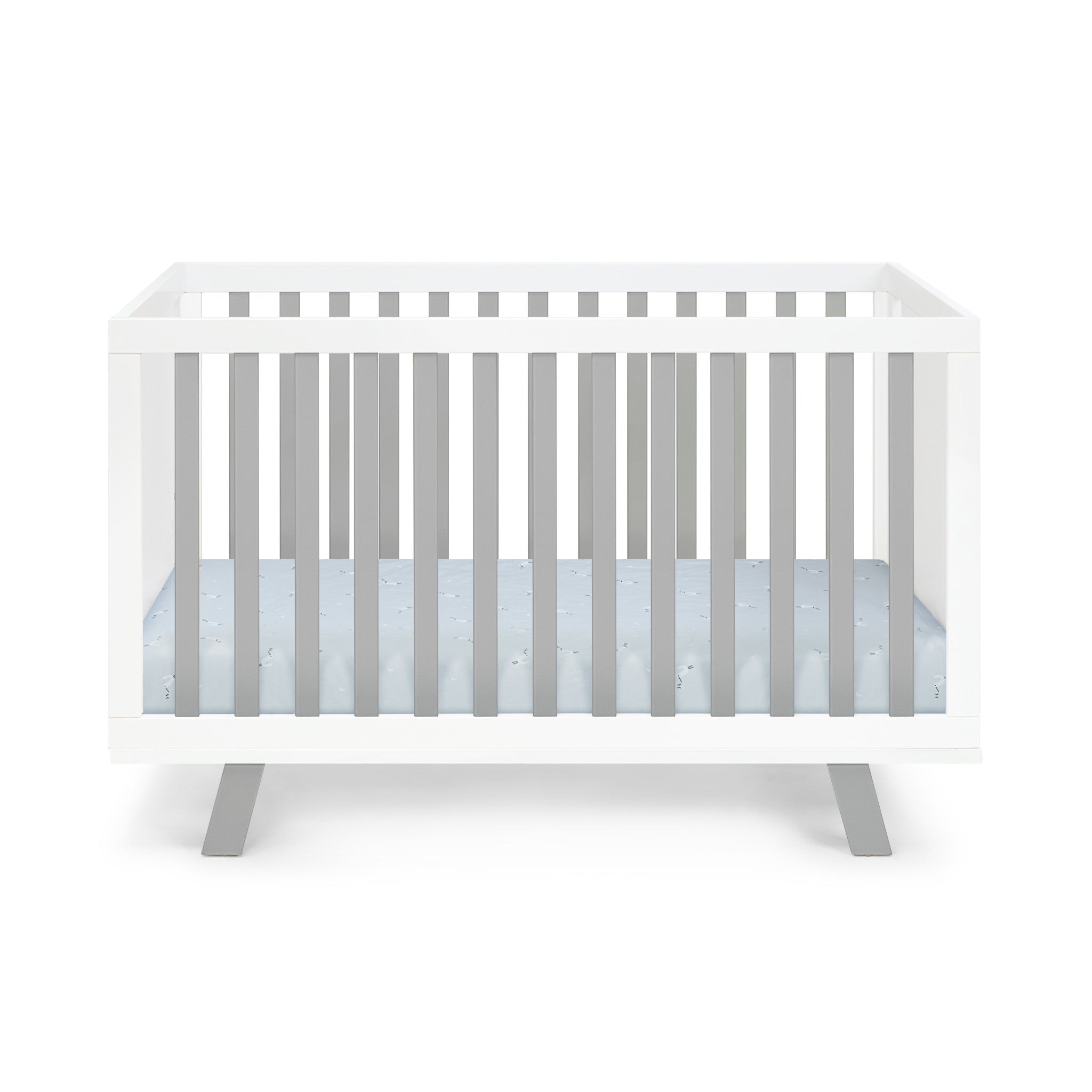 Gray & White Solid + Manufactured Wood Standard 3-in-1 Convertible Crib