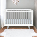 Gray & White Solid + Manufactured Wood Standard 3-in-1 Convertible Crib