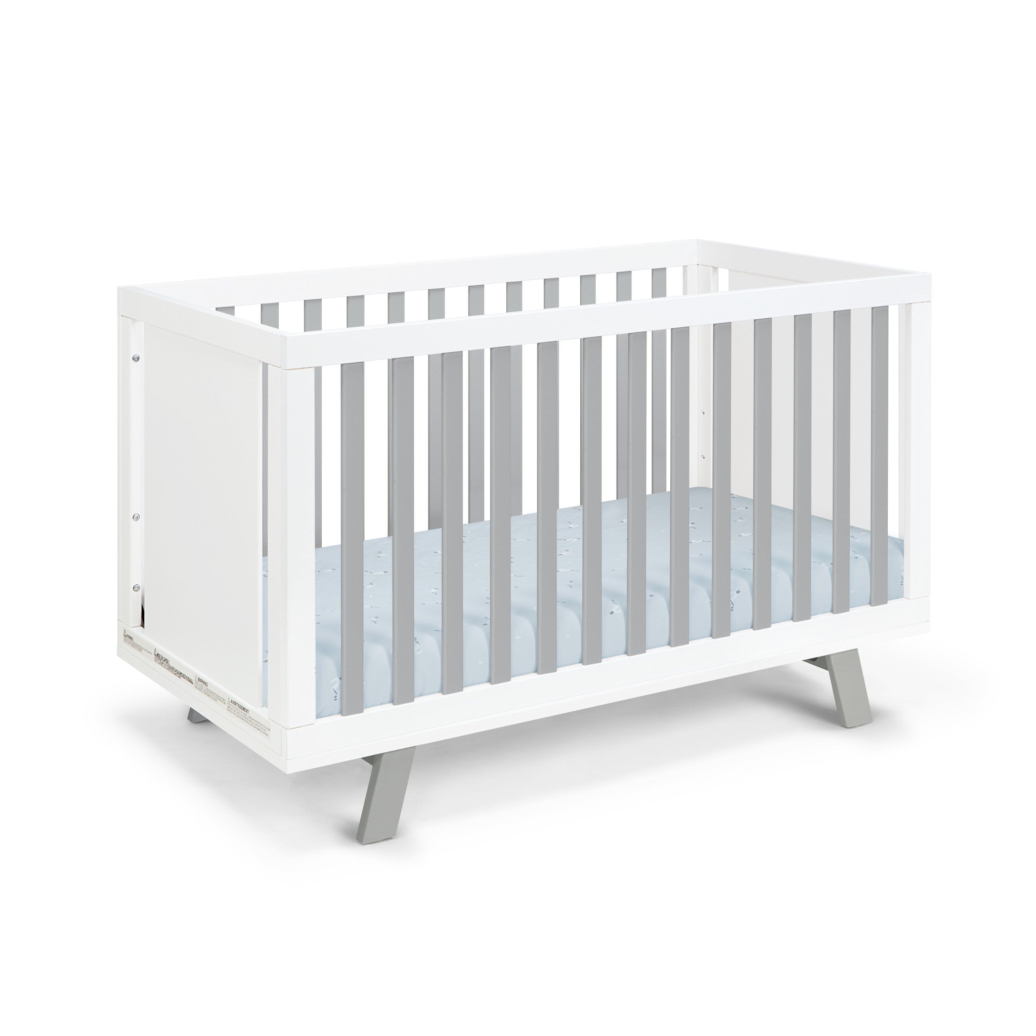 Gray & White Solid + Manufactured Wood Standard 3-in-1 Convertible Crib
