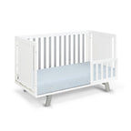 Gray & White Solid + Manufactured Wood Standard 3-in-1 Convertible Crib