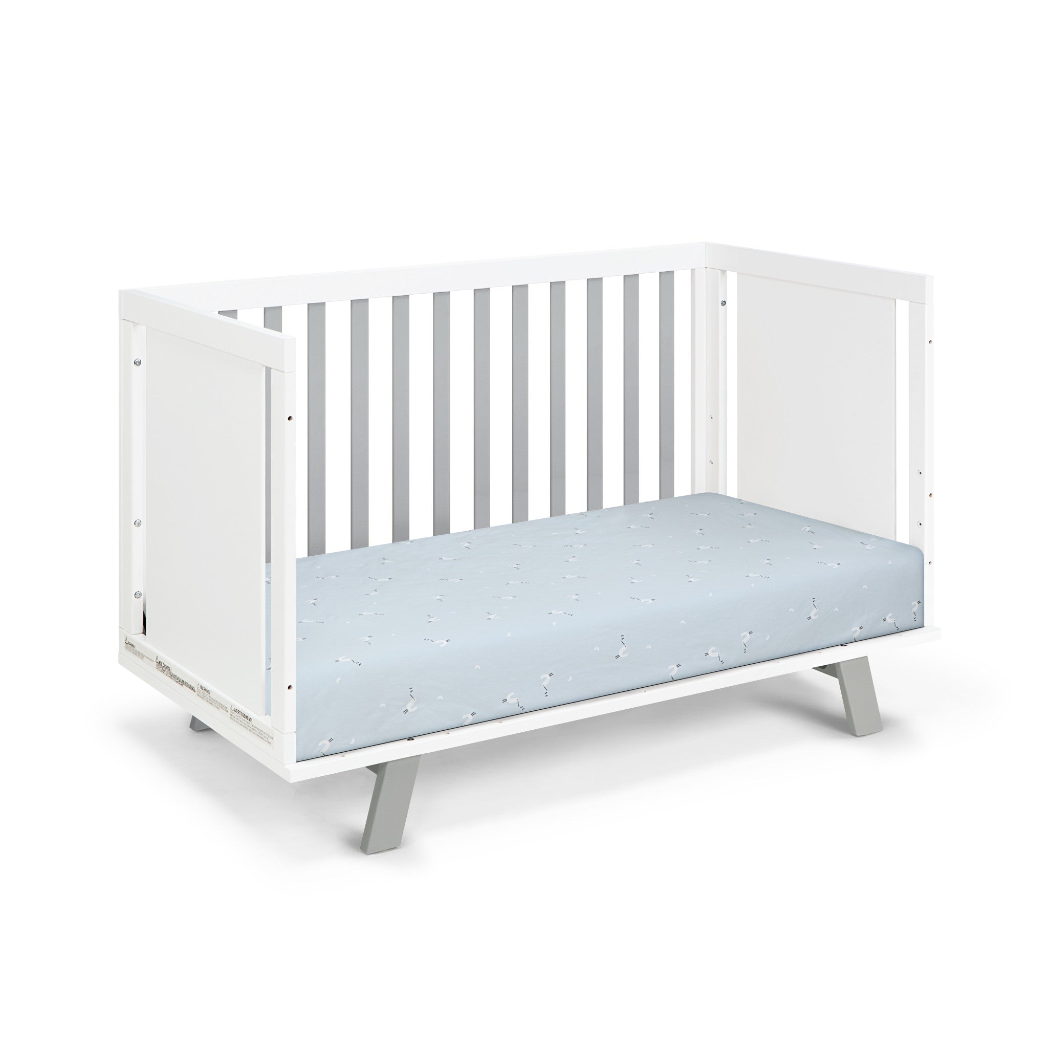Gray & White Solid + Manufactured Wood Standard 3-in-1 Convertible Crib