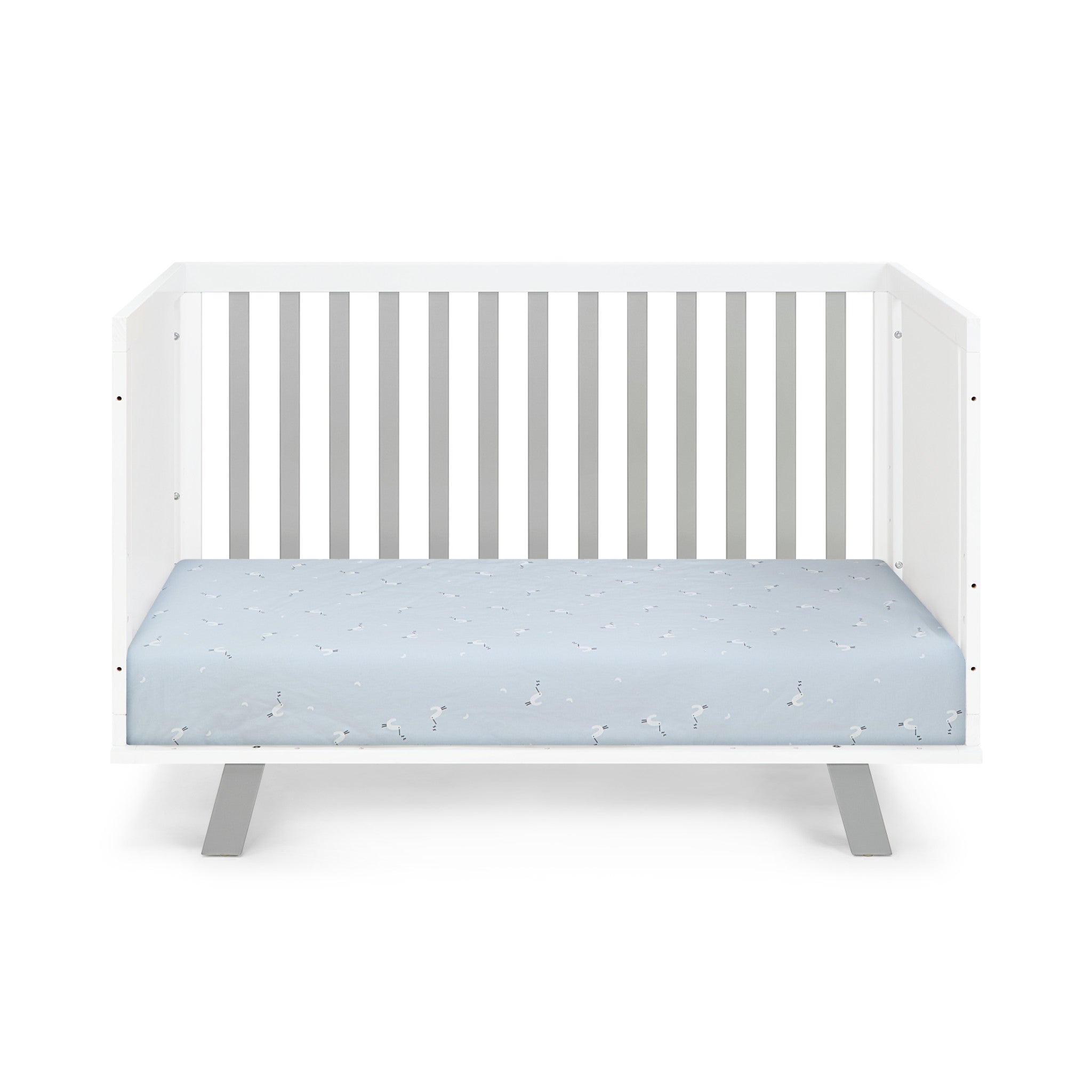 Gray & White Solid + Manufactured Wood Standard 3-in-1 Convertible Crib