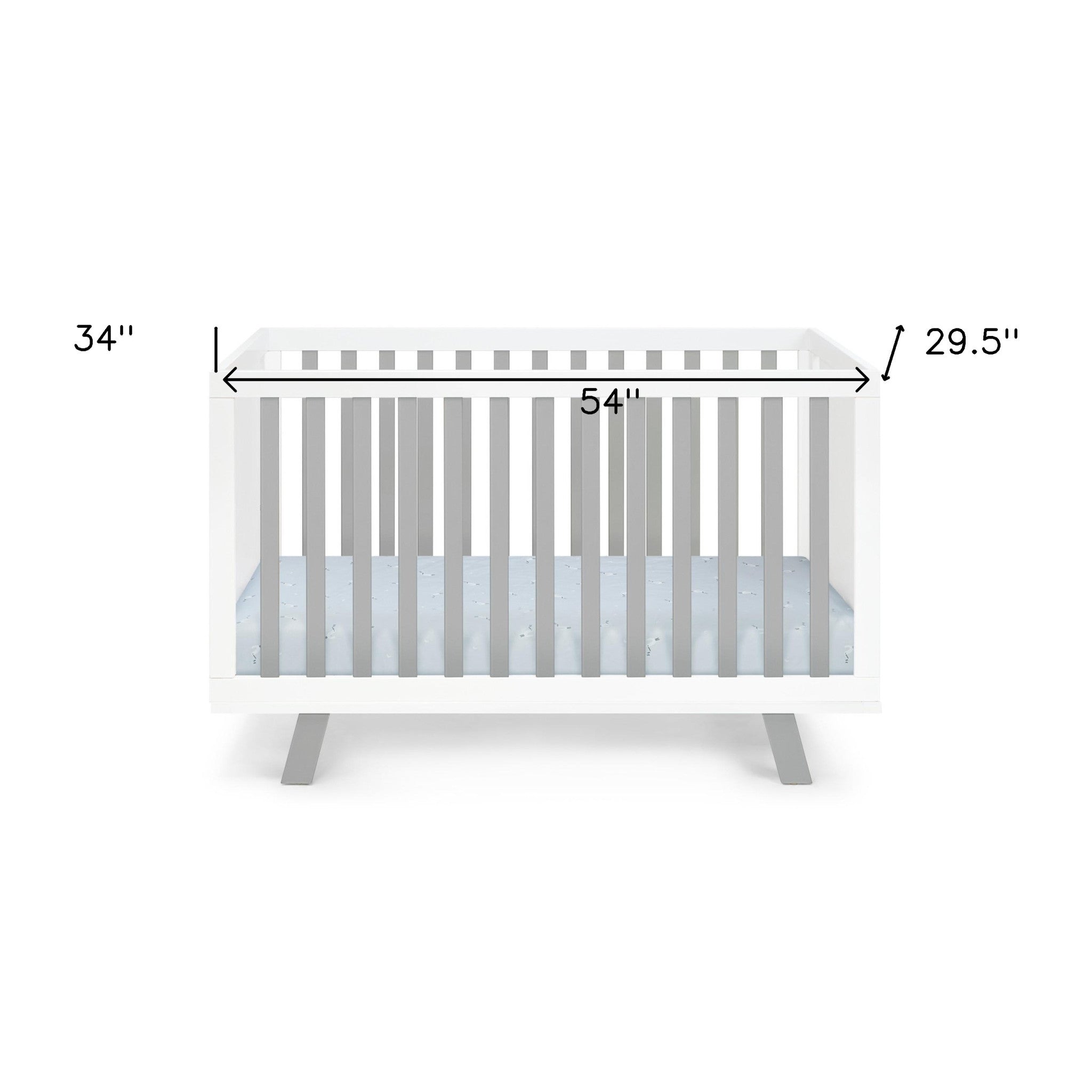 Gray & White Solid + Manufactured Wood Standard 3-in-1 Convertible Crib
