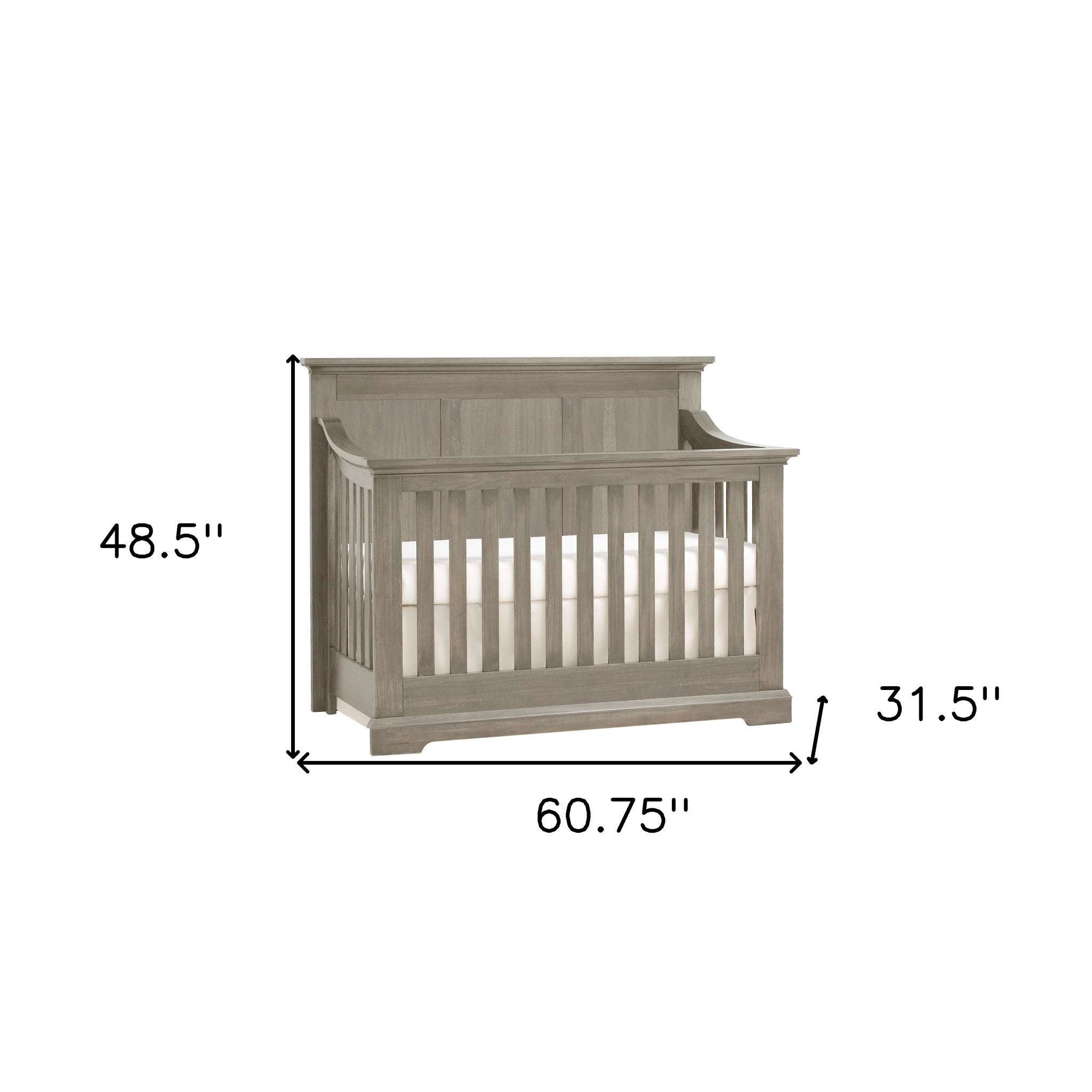 Ash Gray Solid + Manufactured Wood Standard 4-in-1 Convertible Crib