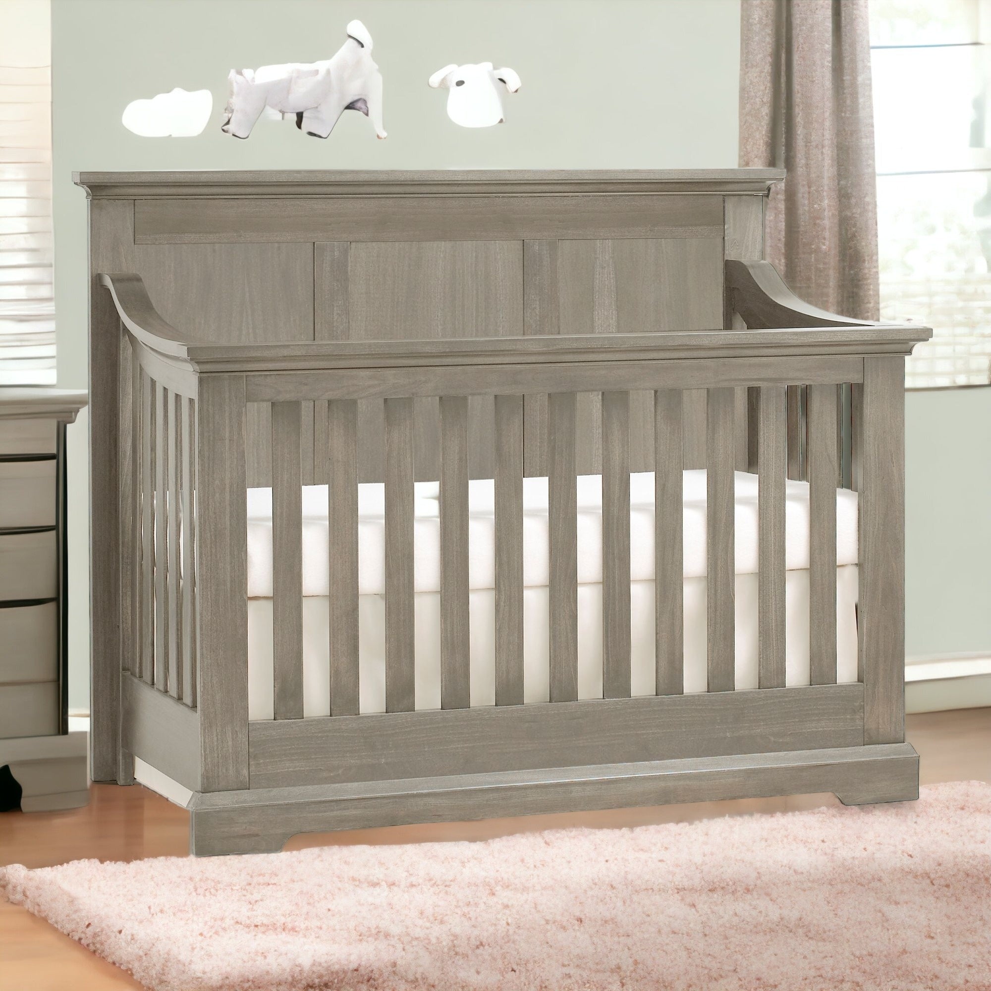 Ash Gray Solid + Manufactured Wood Standard 4-in-1 Convertible Crib