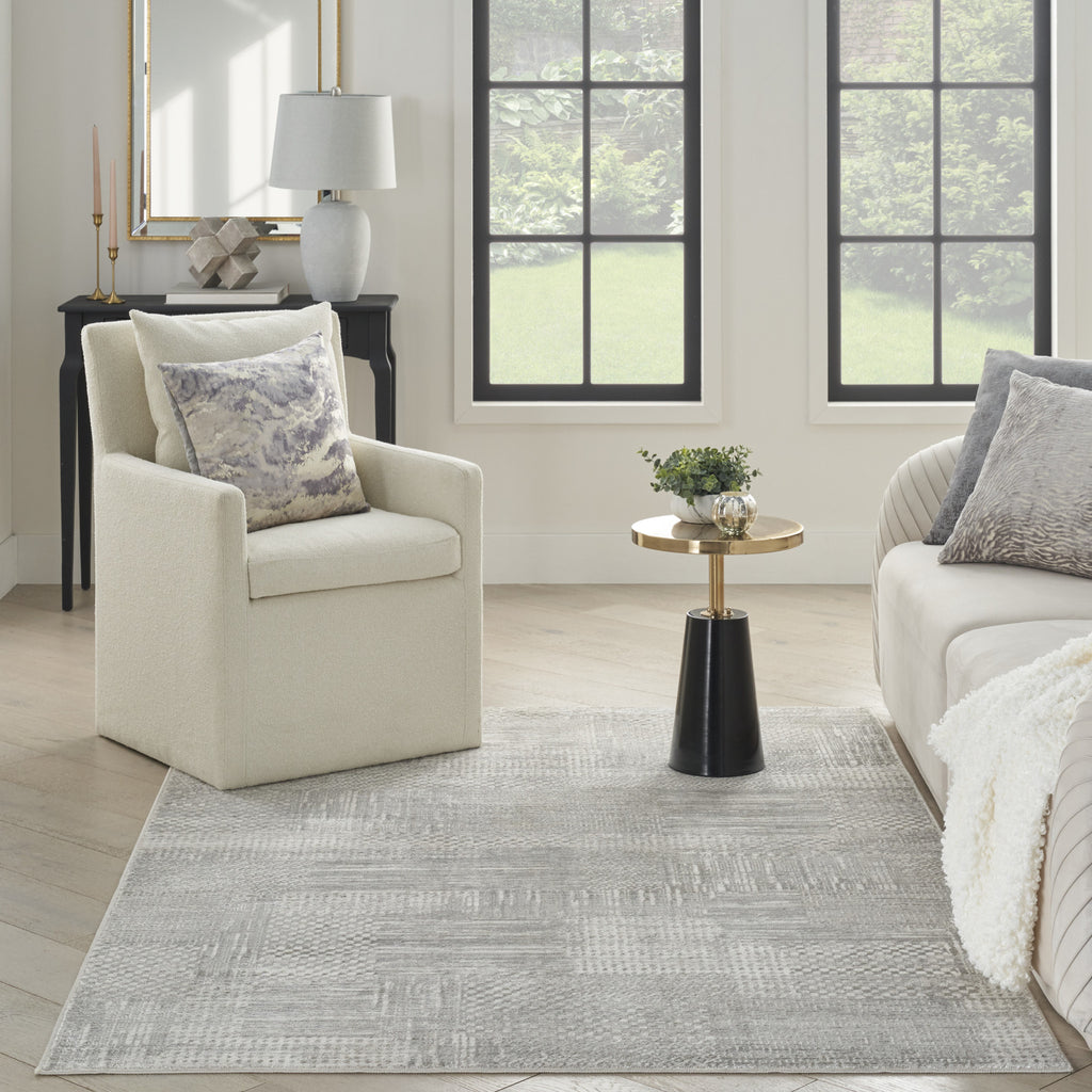 8′ × 10′ Silver & Gray Abstract Non-Skid Area Rug