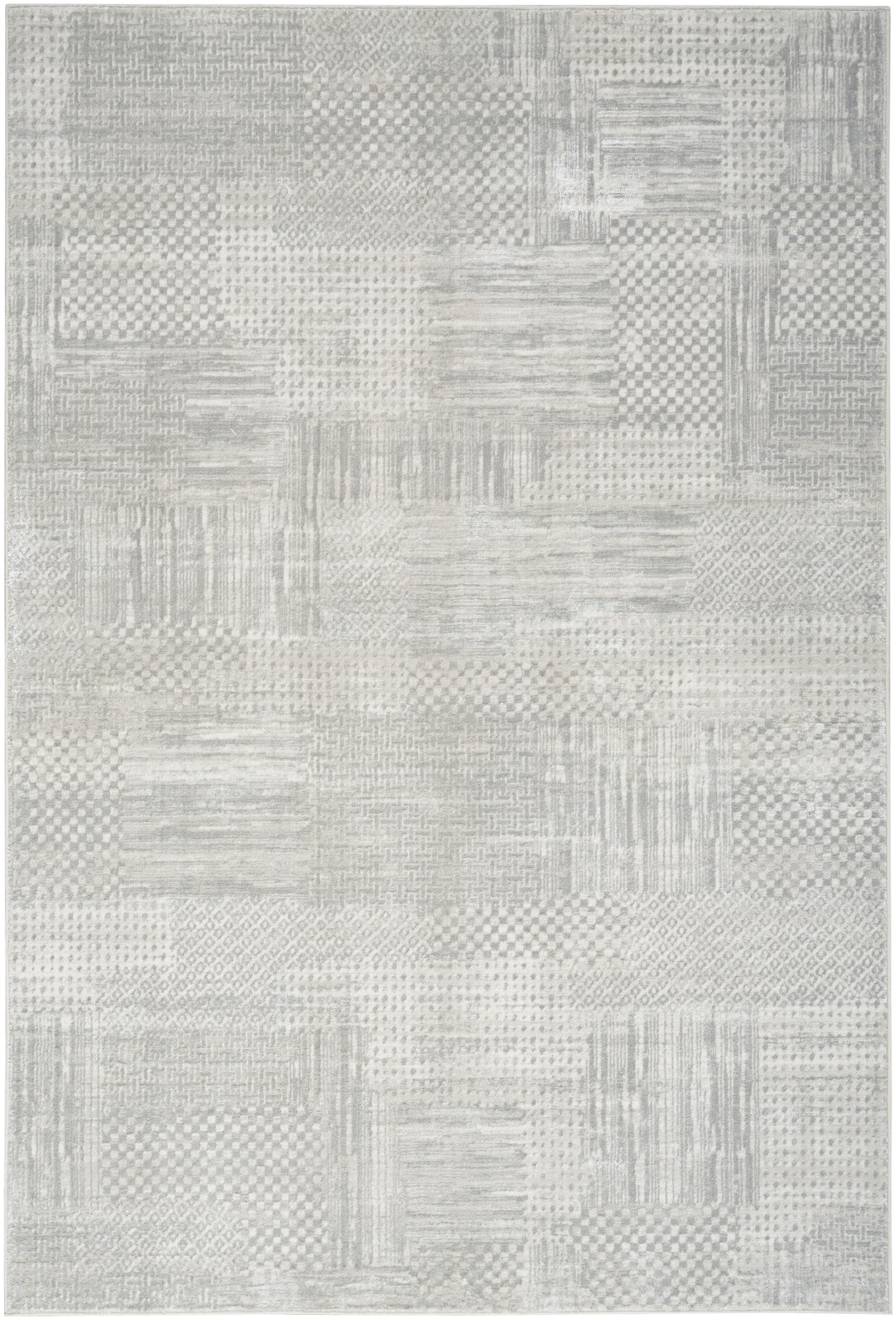 8′ × 10′ Silver & Gray Abstract Non-Skid Area Rug