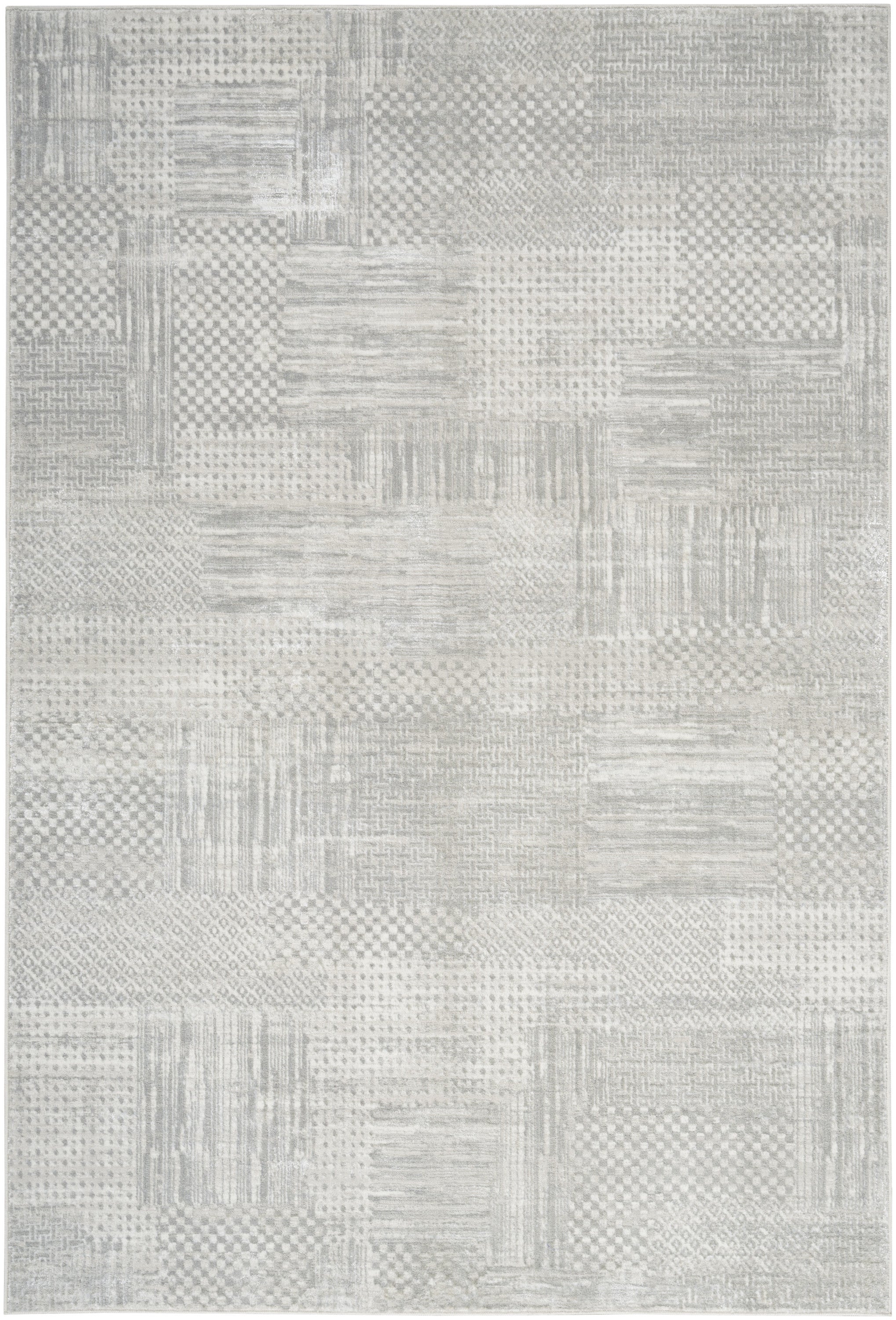 8′ × 10′ Silver & Gray Abstract Non-Skid Area Rug