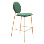 30" Green & Gold Velvet and Steel Bar-Height Chairs | Set of Two
