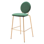 30" Green & Gold Velvet and Steel Bar-Height Chairs | Set of Two