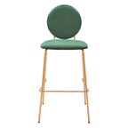 30" Green & Gold Velvet and Steel Bar-Height Chairs | Set of Two