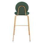 30" Green & Gold Velvet and Steel Bar-Height Chairs | Set of Two
