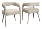 Ivory Upholstered Linen Open-Back Dining Side Chairs | Set of Two