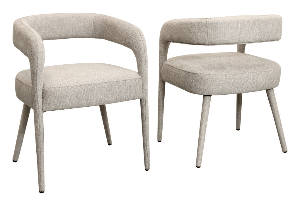 Ivory Upholstered Linen Open-Back Dining Side Chairs | Set of Two