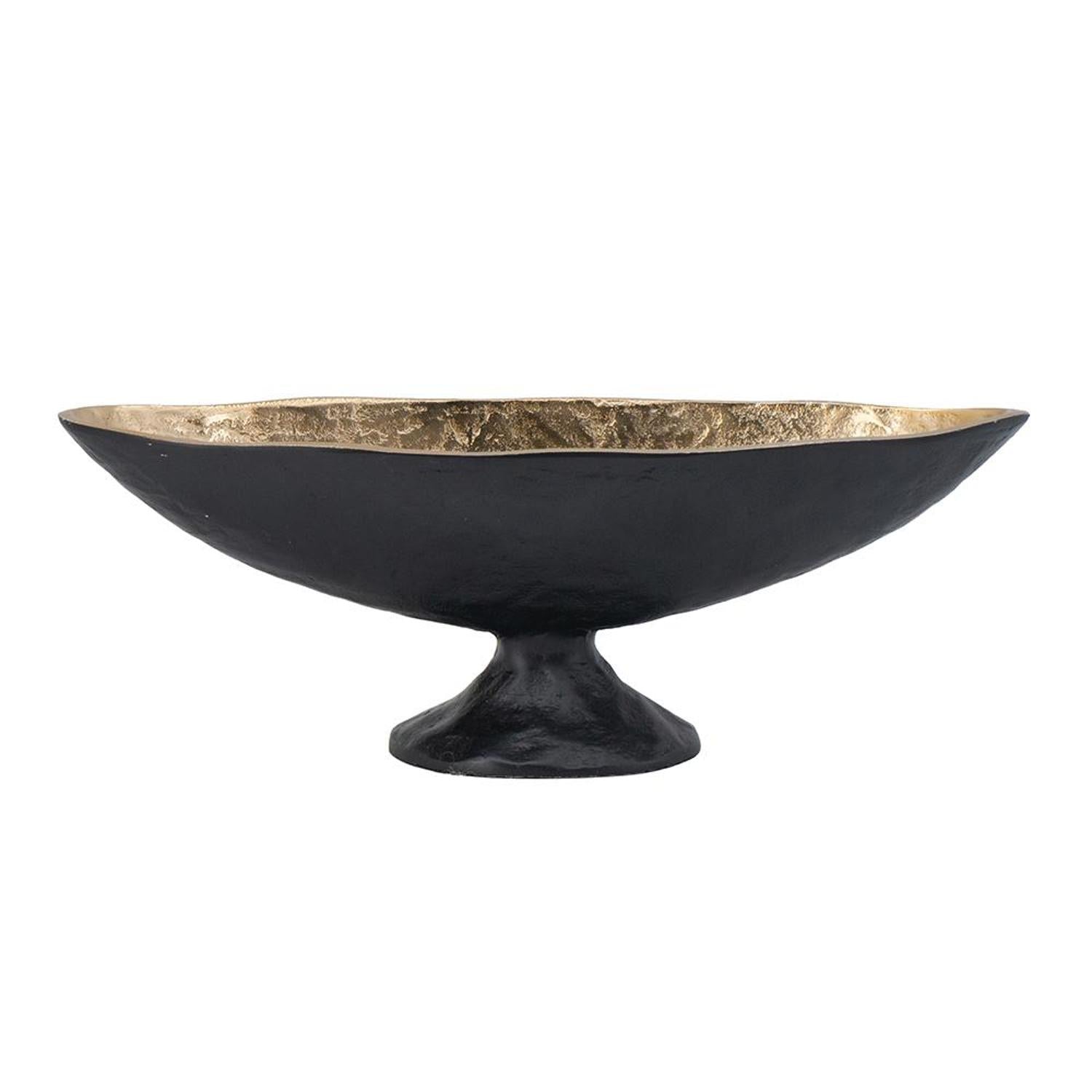 5″ Black & Gold Oval Aluminum Table Vase