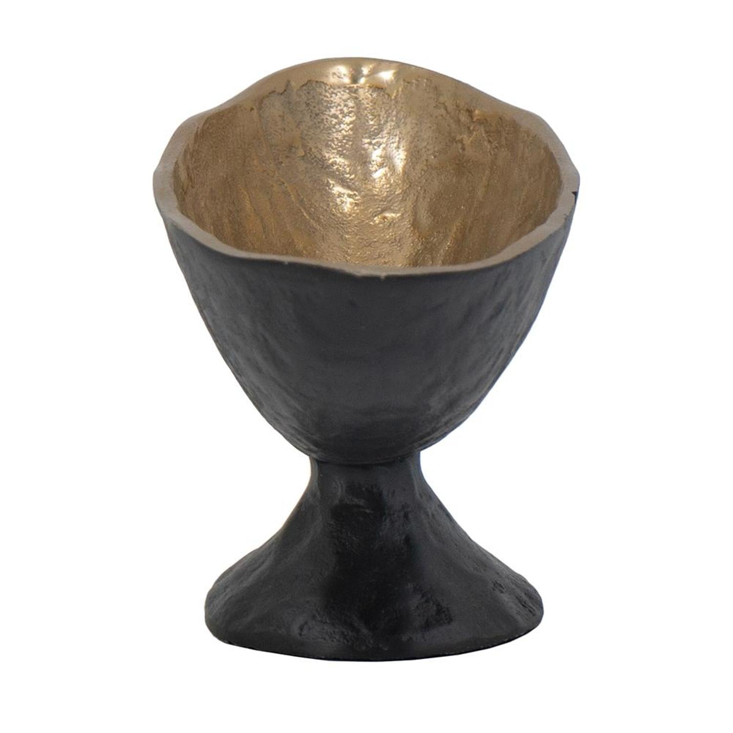 5″ Black & Gold Oval Aluminum Table Vase