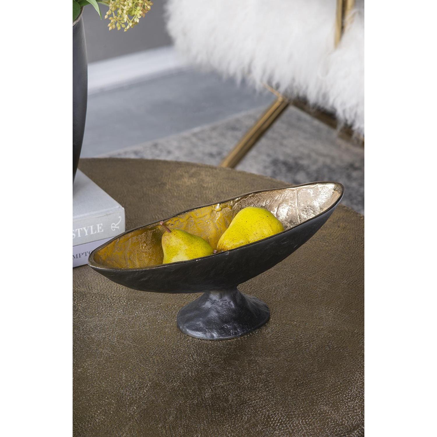 5″ Black & Gold Oval Aluminum Table Vase