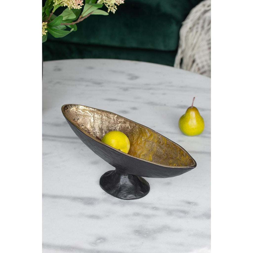 5″ Black & Gold Oval Aluminum Table Vase