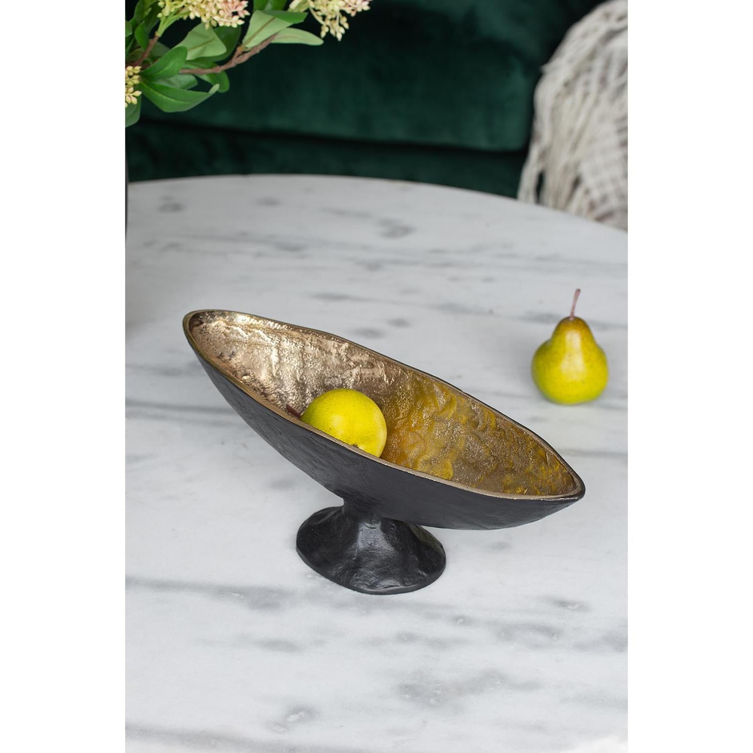 5″ Black & Gold Oval Aluminum Table Vase
