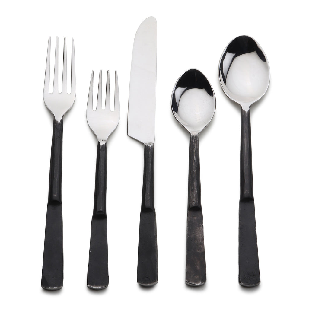 Stainless Steel 5-Piece Hand-Forged Place Setting | Matte Black