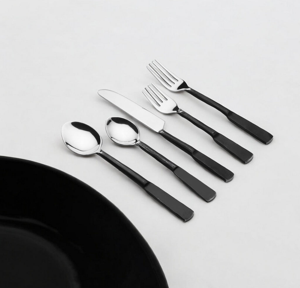 Stainless Steel 5-Piece Hand-Forged Place Setting | Matte Black