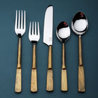 Stainless Steel 5-Piece Hand-Forged Place Setting | Matte Gold