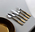 Stainless Steel 5-Piece Hand-Forged Place Setting | Matte Gold