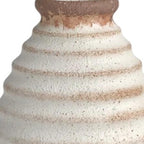 11" Ivory & Brown Round Ceramic Table Vase