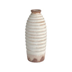 11" Ivory & Brown Round Ceramic Table Vase
