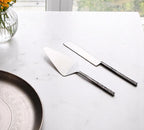 Hammered Silver Stainless Steel Hand Forged Cake Knife | Two Piece