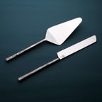 Hammered Silver Stainless Steel Hand Forged Cake Knife | Two Piece