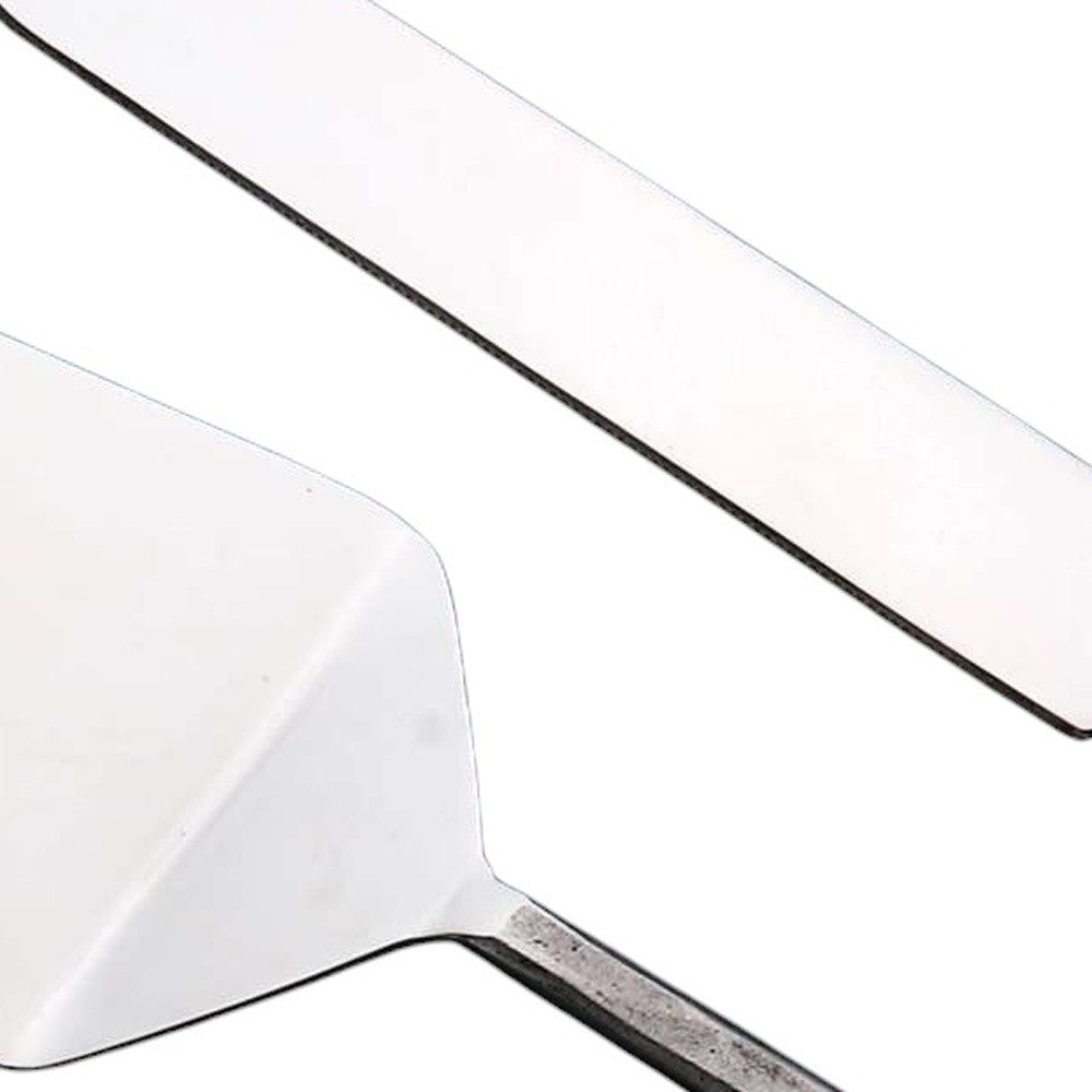 Hammered Silver Stainless Steel Hand Forged Cake Knife | Two Piece