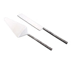 Hammered Silver Stainless Steel Hand Forged Cake Knife | Two Piece